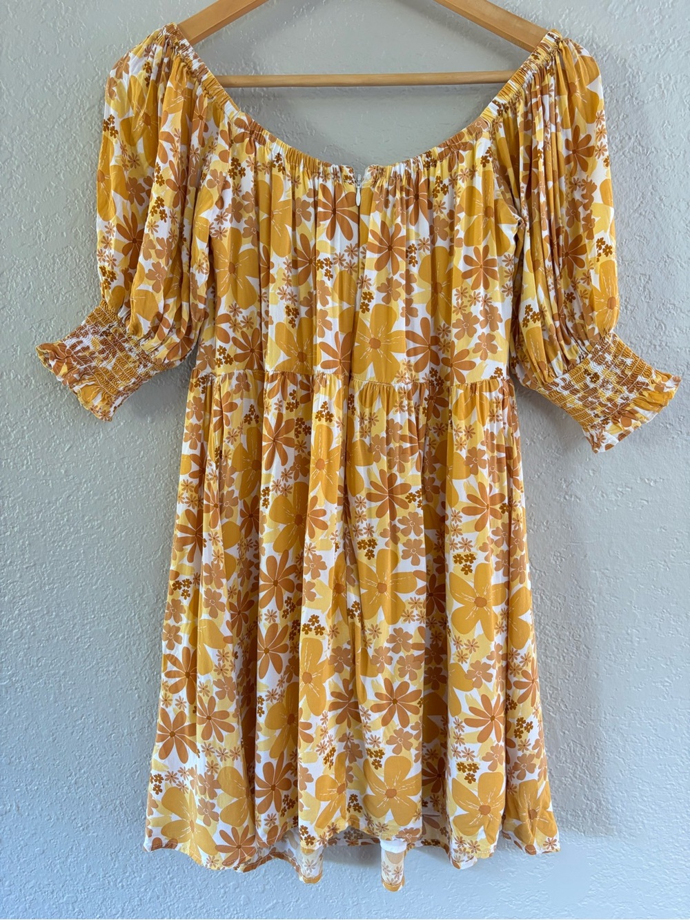 SABO Yellow Birdie Dress Retro Floral Mini Dress Size M - Picture 6 of 8